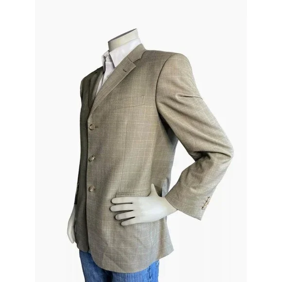 Ermenegildo Zegna x Gritti Men's 40S Blazer Windowpane Single Breasted 3 Button